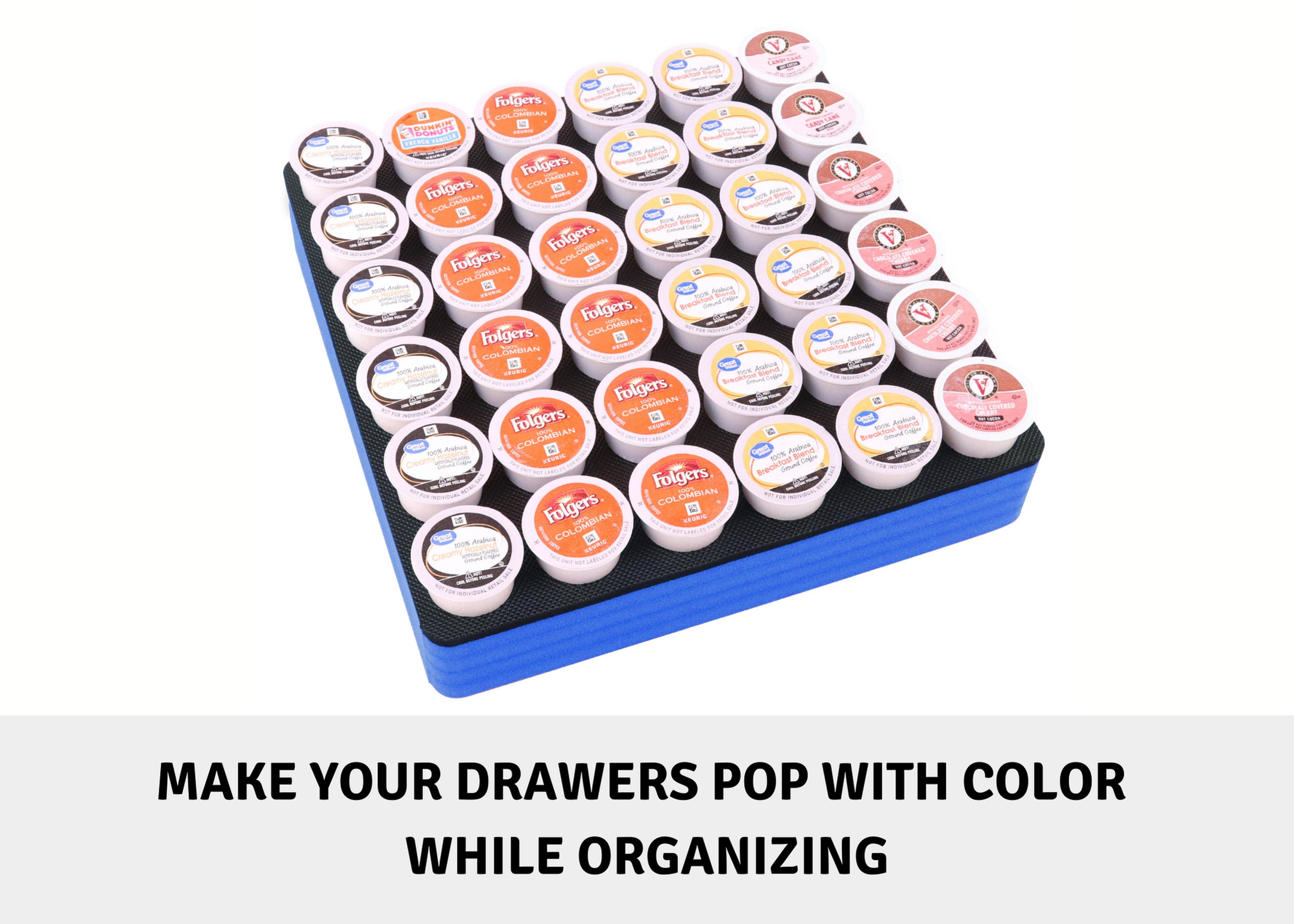 Coffee Pod Storage Deluxe Organizer Tray Drawer Insert for Kitchen Home Office Waterproof 12.5 X 12.5 Inches Holds 36 Compatible Keurig K-Cup