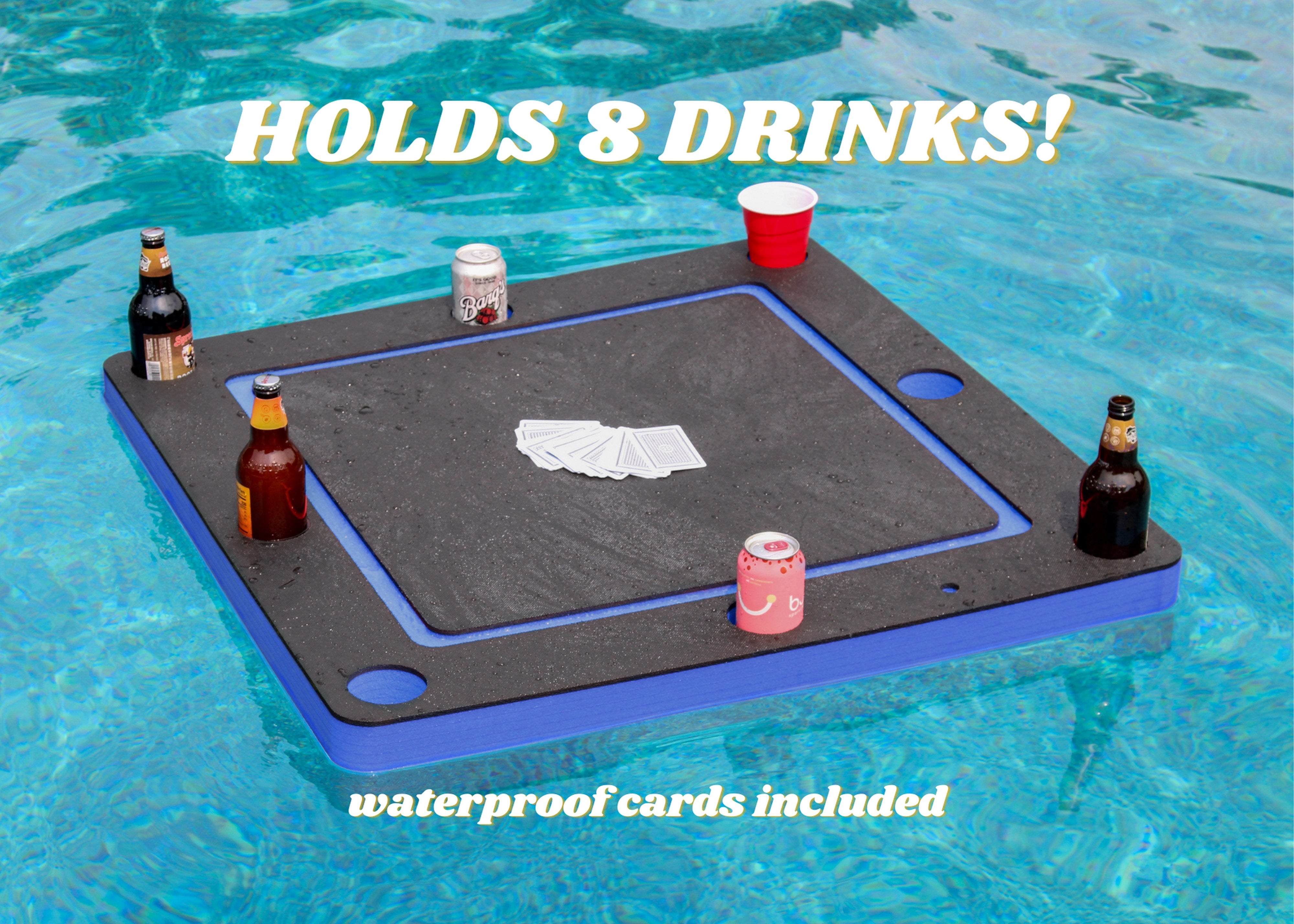 Floating GameCard Table Tray PoolBeach Party Float Lounge Durable Foam Large 36 Inch Drink Holders Waterproof Playing Cards Deck UV Resistant