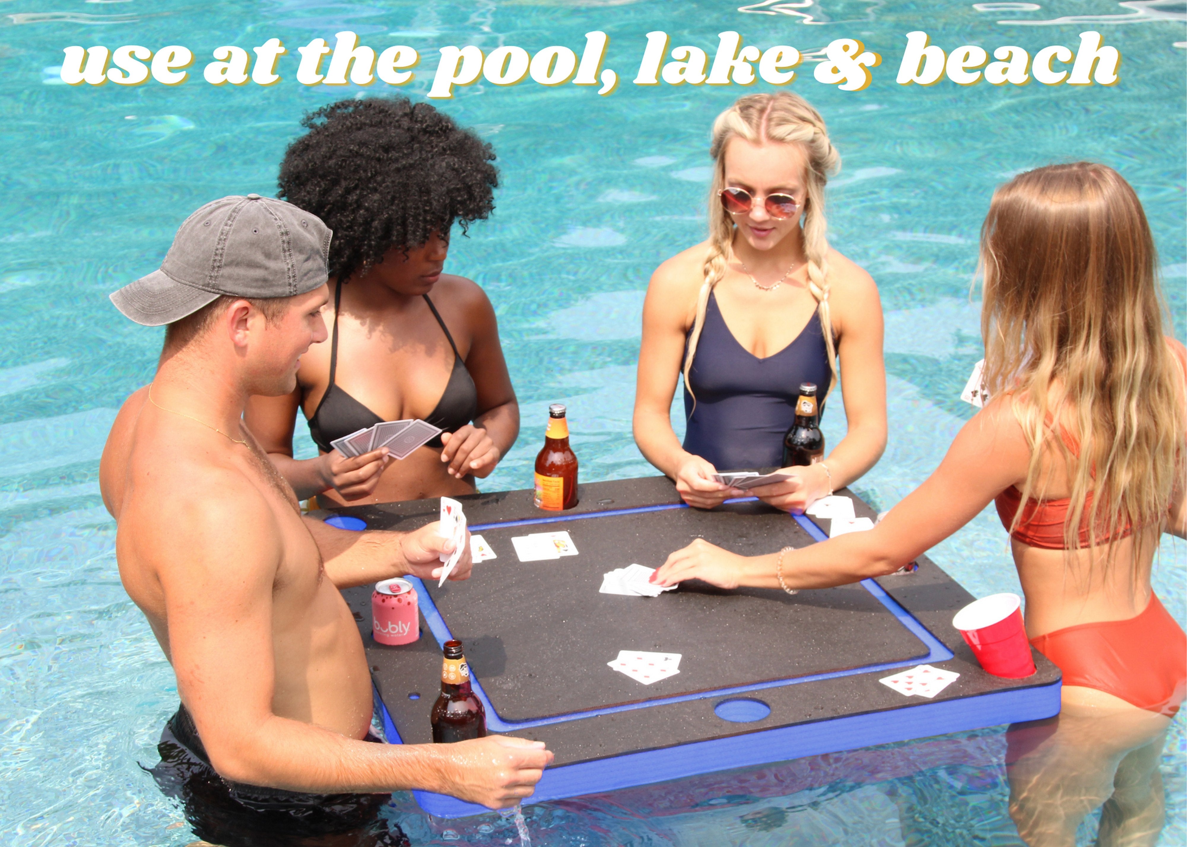 Floating GameCard Table Tray PoolBeach Party Float Lounge Durable Foam Large 36 Inch Drink Holders Waterproof Playing Cards Deck UV Resistant