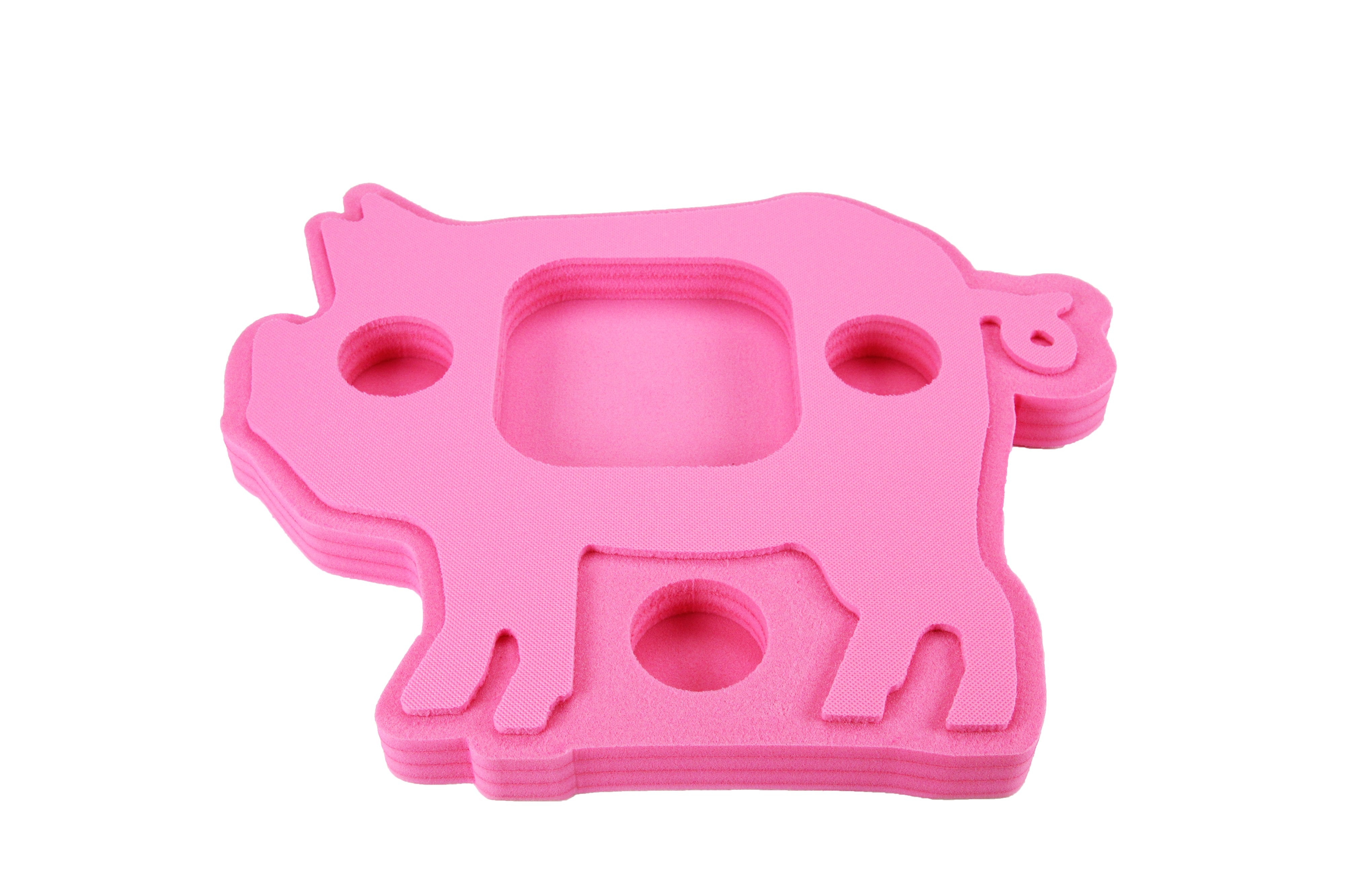 Floating Pig Shape Drink Holder Refreshment Table Tray PoolBeach Party Float Lounge Durable Foam 4 Compartment UV Resistant Cup Holders 22.9 Inches