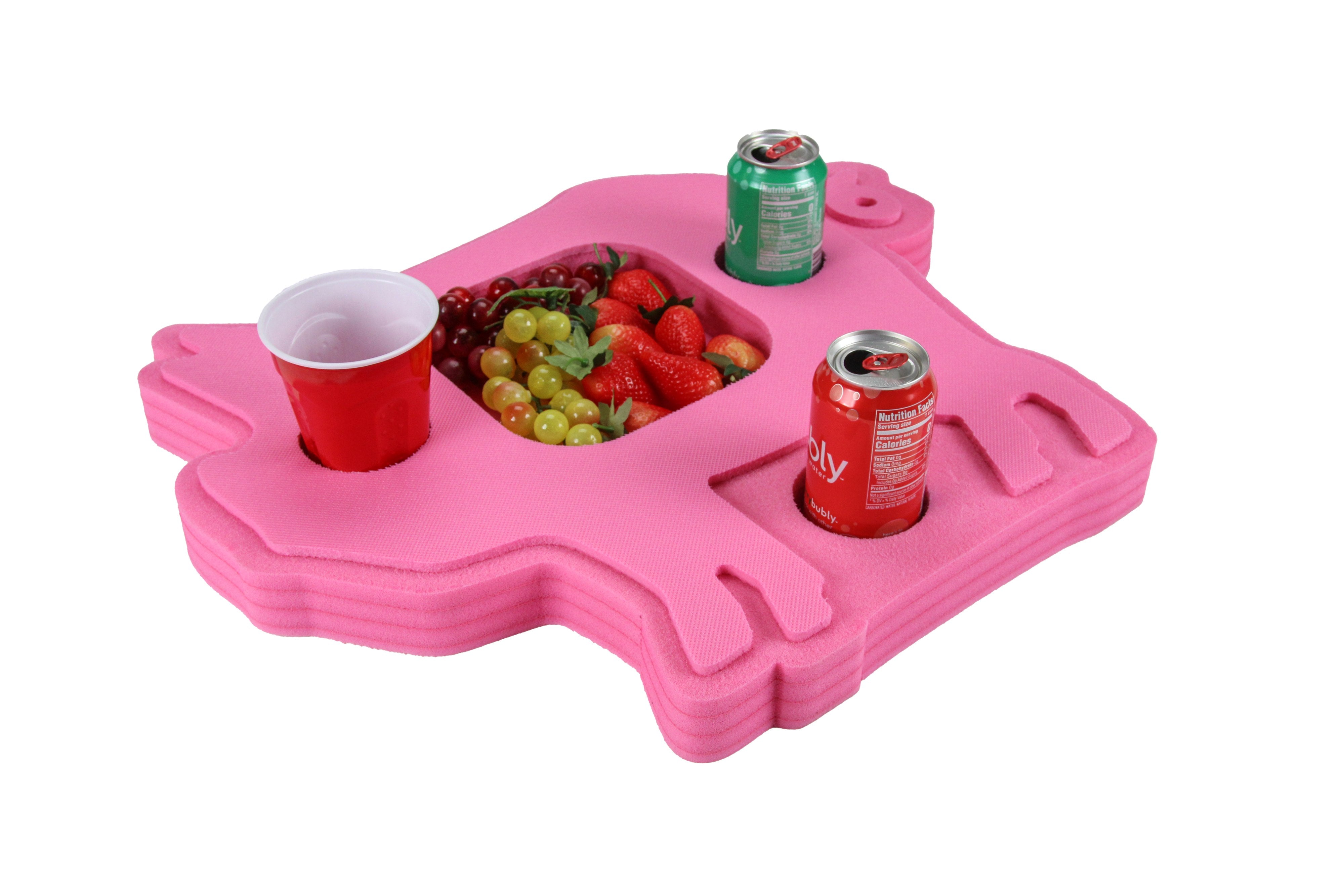 Floating Pig Shape Drink Holder Refreshment Table Tray PoolBeach Party Float Lounge Durable Foam 4 Compartment UV Resistant Cup Holders 22.9 Inches