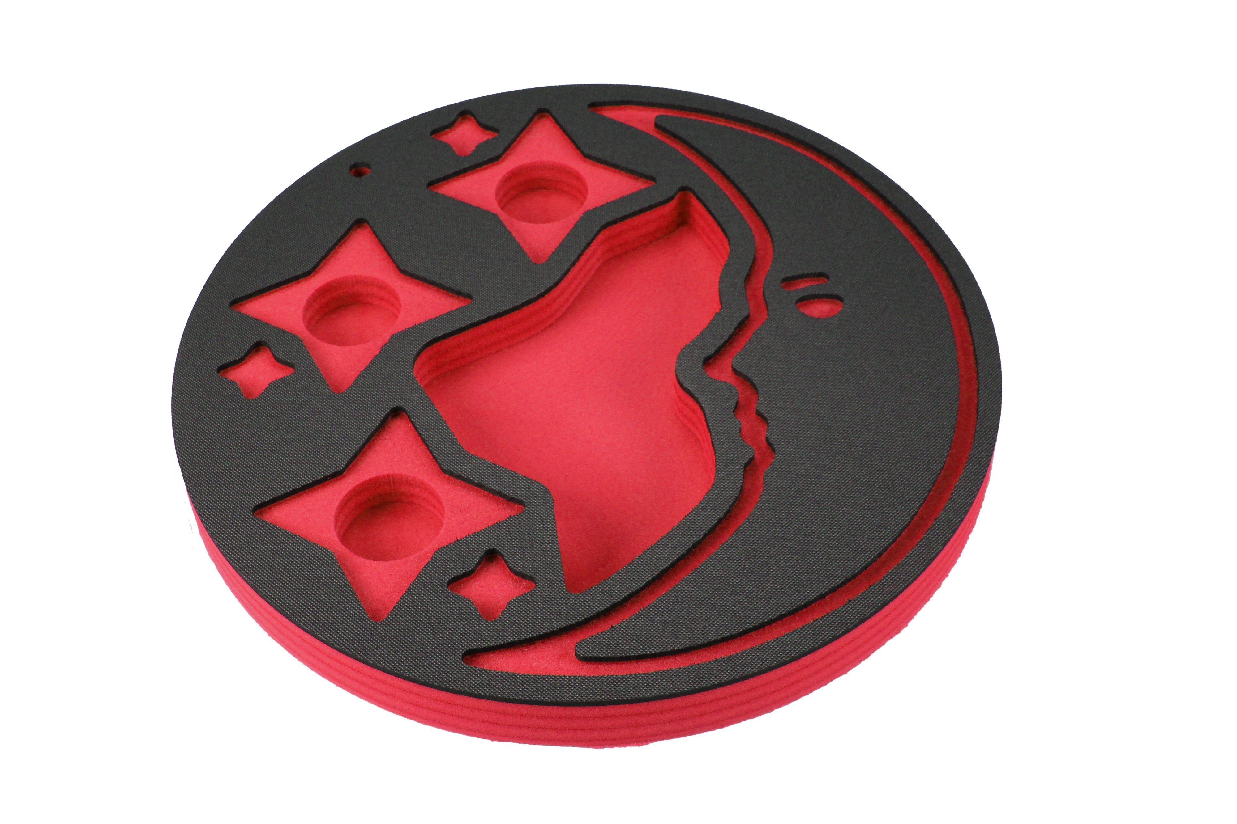 Moon Shaped Drink Holder Red Refreshment Table Tray for Pool or Beach Party Float Lounge Durable Foam 4 Compartment UV Resistant Cup Holders 2 Feet