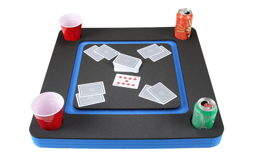 Floating Game or Card Table Blue and Black Tray for Pool or Beach Party Float Lounge Durable Foam 23.5 Inch Drink Holders Deck