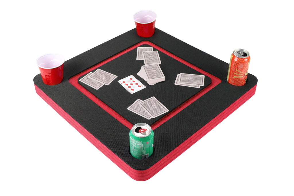 Floating Game or Card Table Red and Black Tray for Pool or Beach Party Float Lounge Durable Foam 23.5 Inch Drink Holders Deck