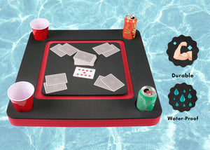Floating Game or Card Table Red and Black Tray for Pool or Beach Party Float Lounge Durable Foam 23.5 Inch Drink Holders Deck