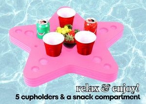 Floating Star Fish Drink Holder Refreshment Table Tray Pool or Beach Party Float Lounge Durable Foam 6 Compartment UV Resistant Cup Holders 2 Feet