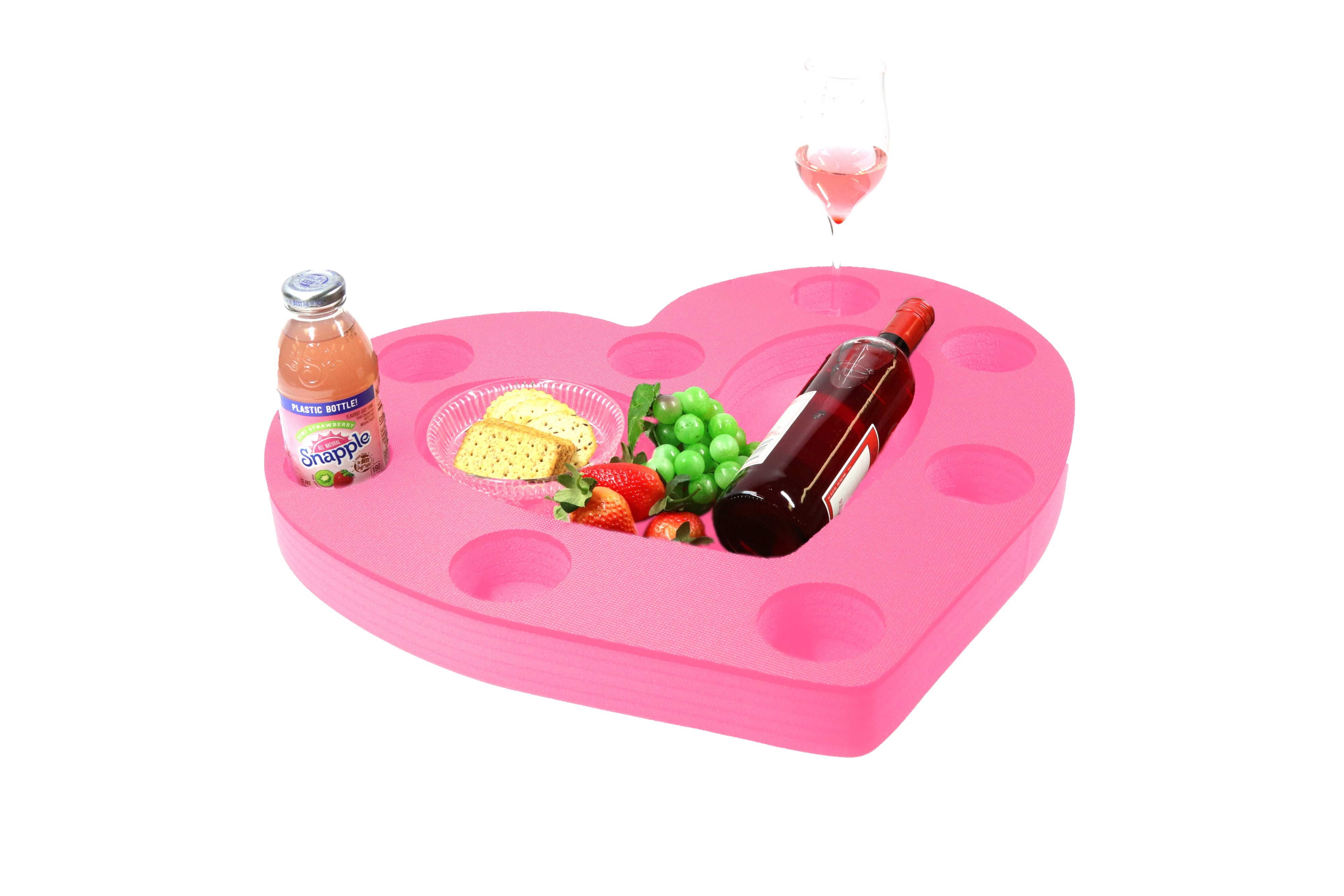 Heart Shaped Drink Holder Floating Refreshment Table Tray PoolBeach Party Float Lounge Durable Foam 9 Compartment UV Resistant Cup Holders 2 Feet