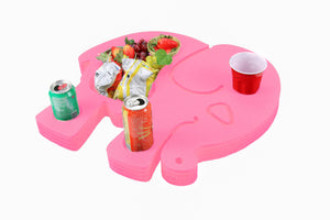 Elephant Shaped Drink Holder Refreshment Table Tray PoolBeach Party Float Lounge Durable Foam 4 Compartment UV Resistant Cup Holders 23.5 Inches