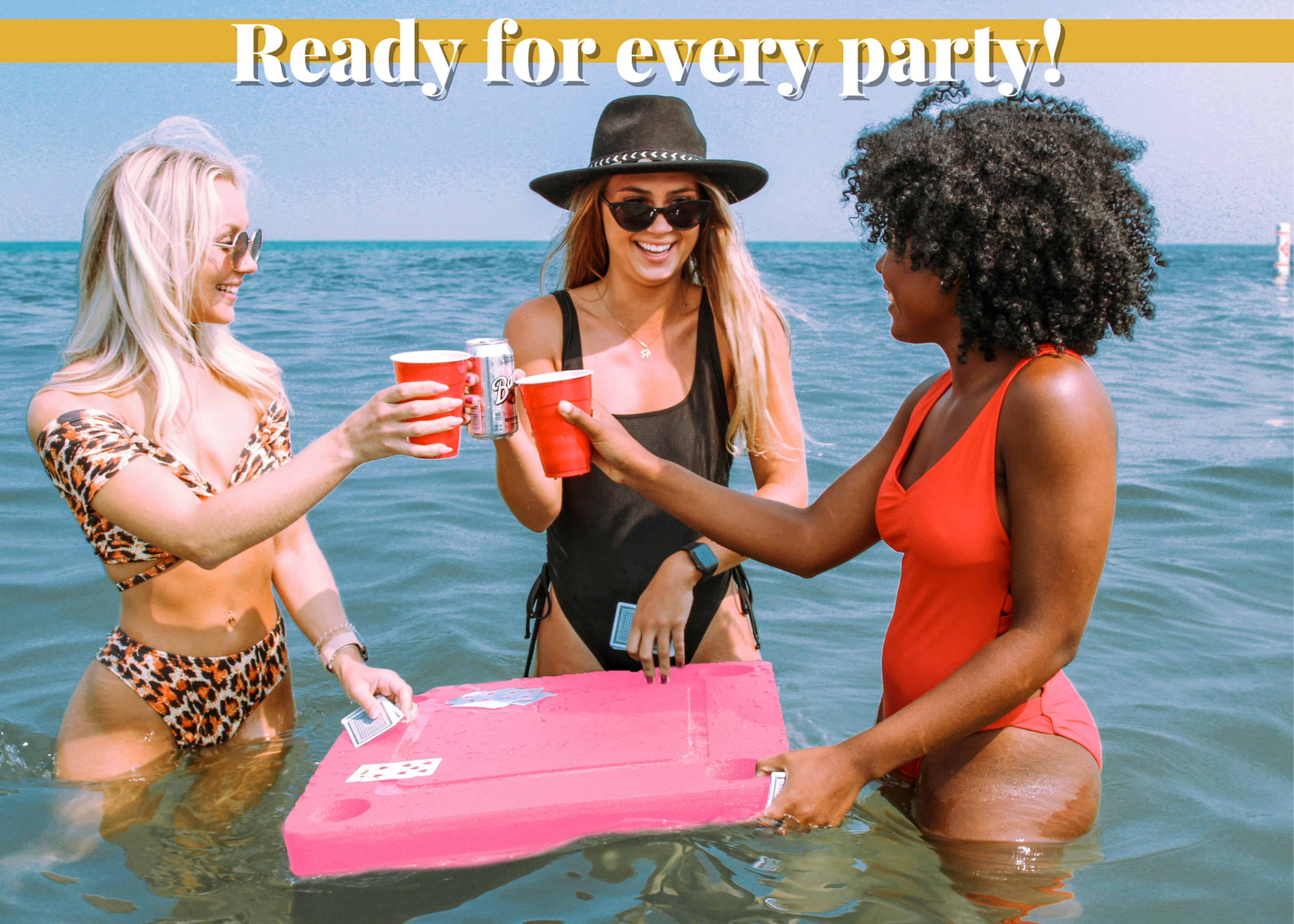 Floating Game or Card Table Tray Pool or Beach Party Float Lounge Durable Foam 23.5 Inch Drink Holders Waterproof Playing Cards Deck UV Resistant