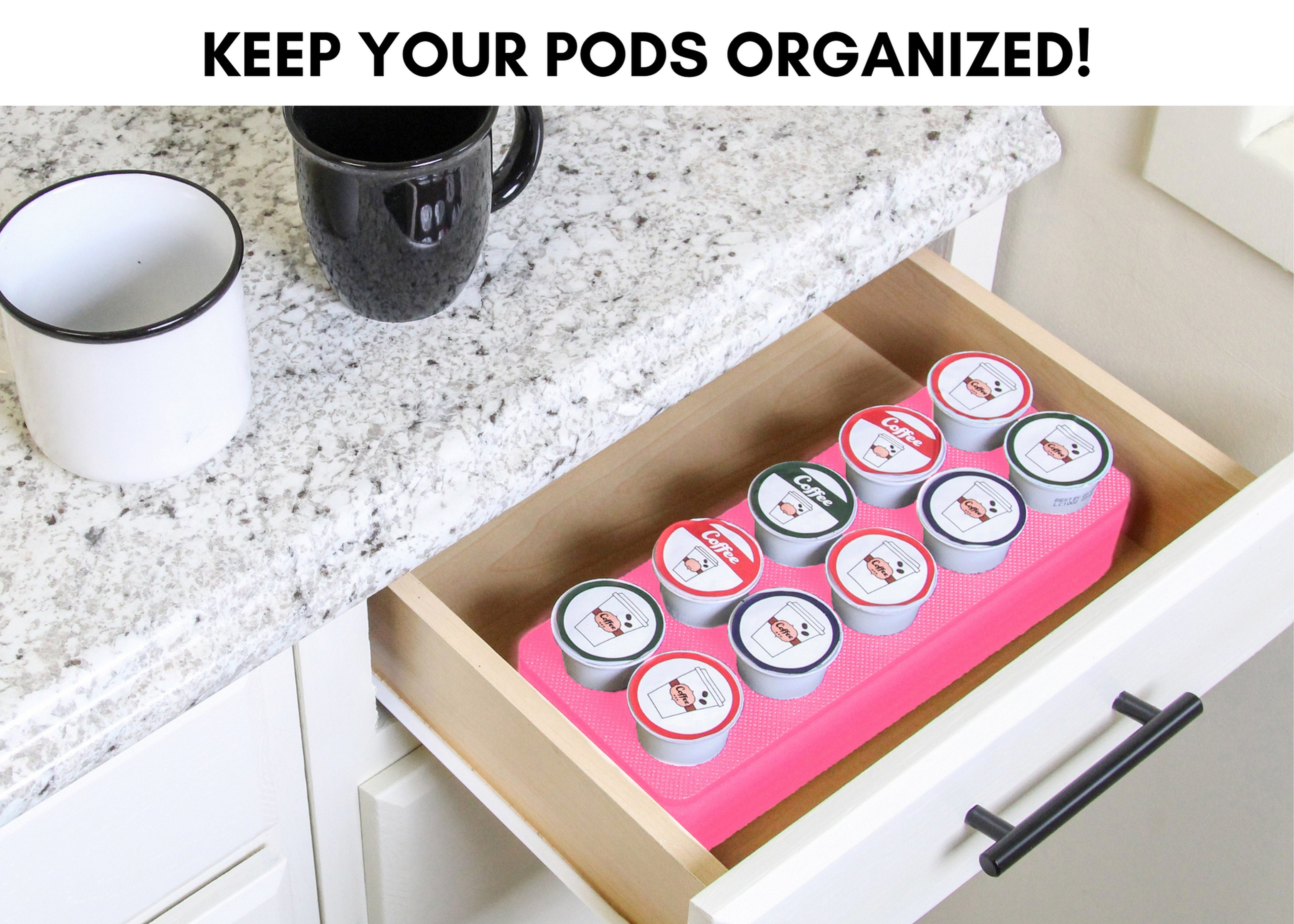 Coffee Pod Storage Deluxe Organizer Tray Drawer Insert for Kitchen Home Office Waterproof 4.5 X 11.75 Inches Holds 10 Compatible Keurig K-Cup