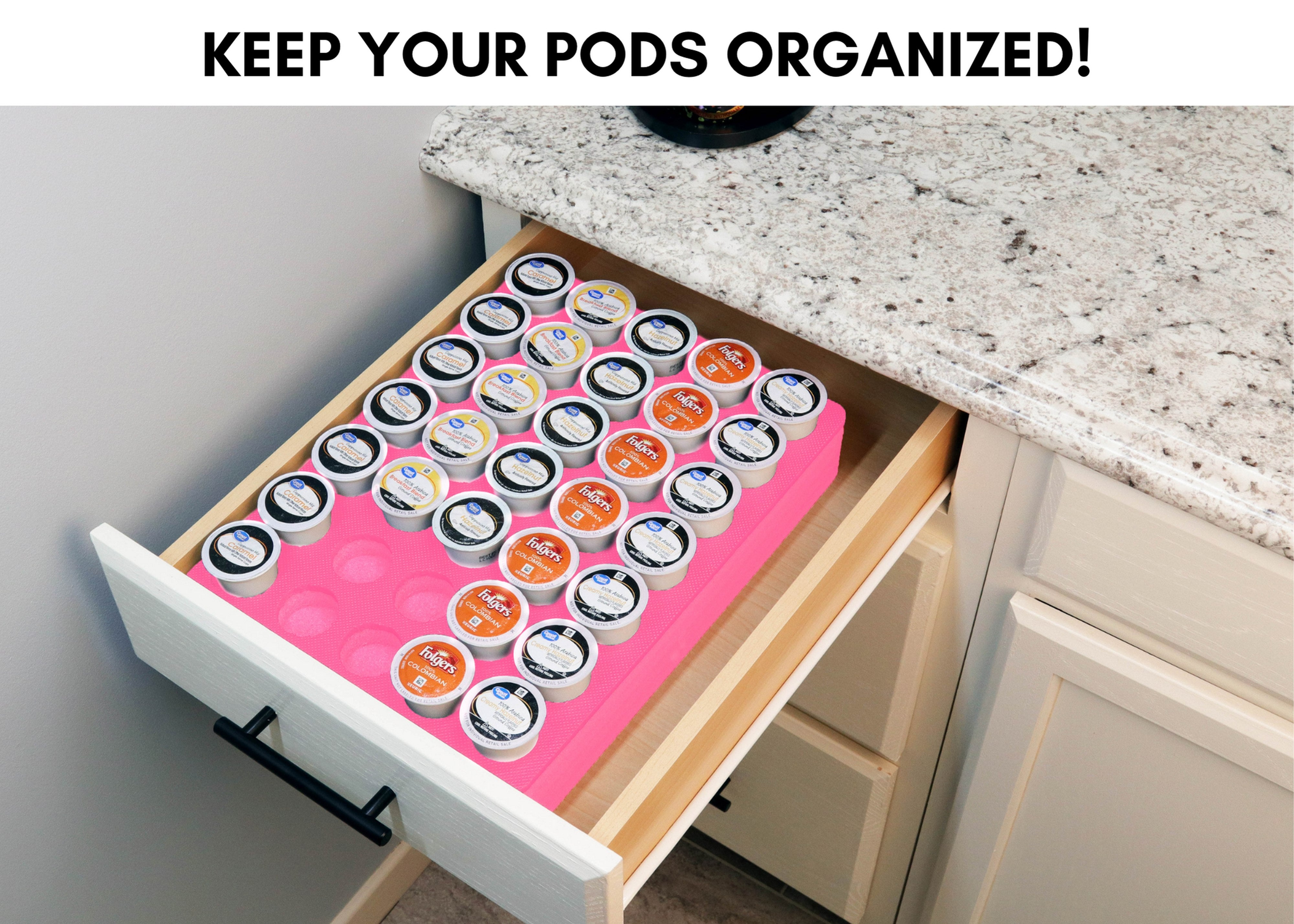 Coffee Pod Storage Deluxe Organizer Tray Drawer Insert for Kitchen Home Office Waterproof 10.9 X 14.9 Inches Holds 35 Compatible Keurig K-Cup