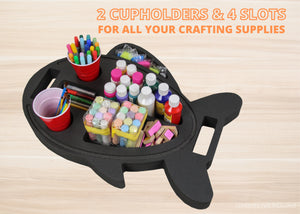 Craft Organizer Tray Fish Shape for Arts Crafts Hobby Paint Marker Brush Pen Fun Storage Caddy Durable High Density Durable Foam Waterproof Washable