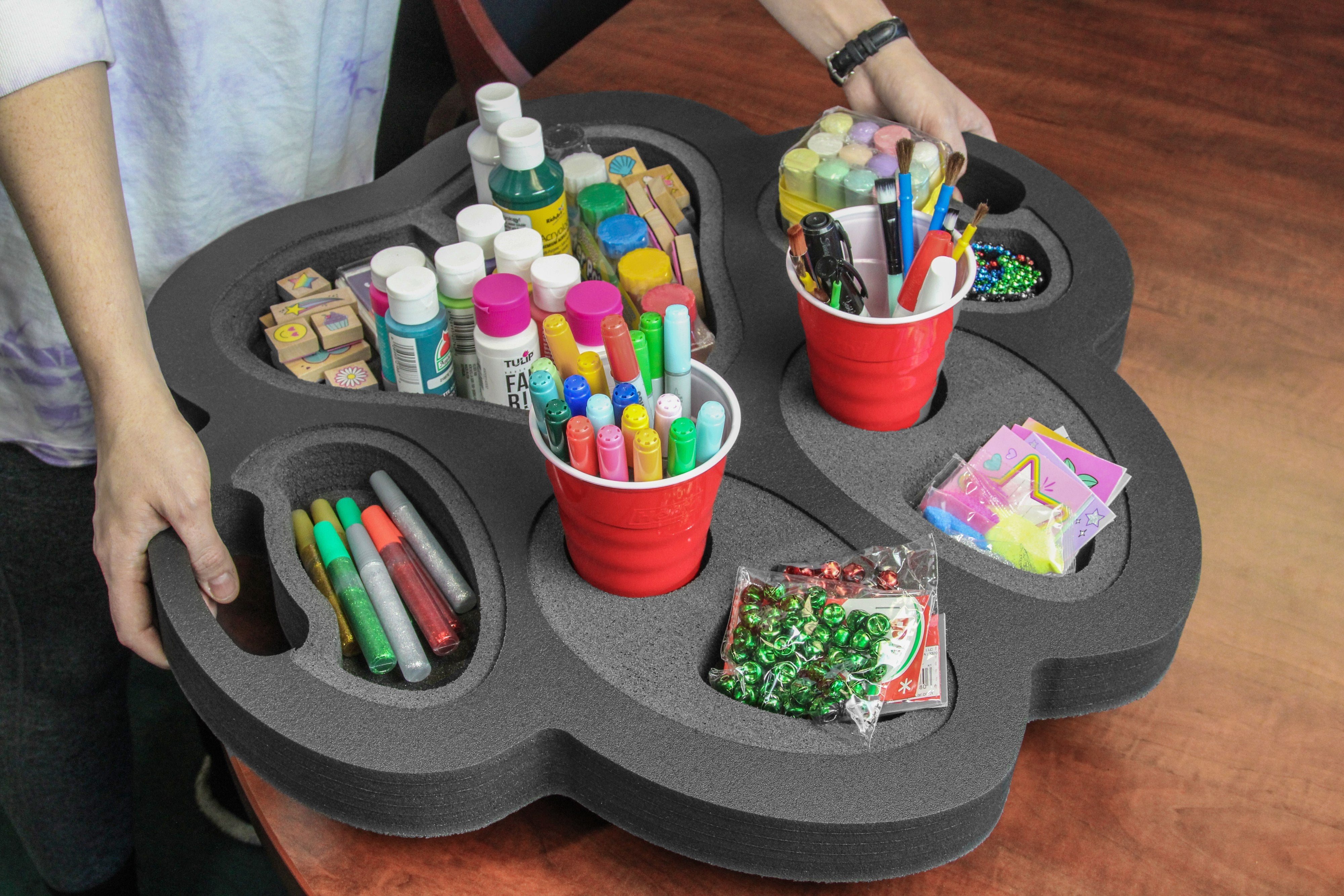 Craft Organizer Tray Paw Print Shape for Arts Crafts Hobby Paint Marker Brush Pen Fun Storage Caddy Durable High Density Durable Foam Waterproof
