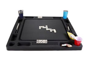 Large Floating Dominoes Table Deluxe Tray for Pool or Beach Party Game Float Lounge Durable Black Foam 3 Feet Wide with Drink Holders and Domino Slots