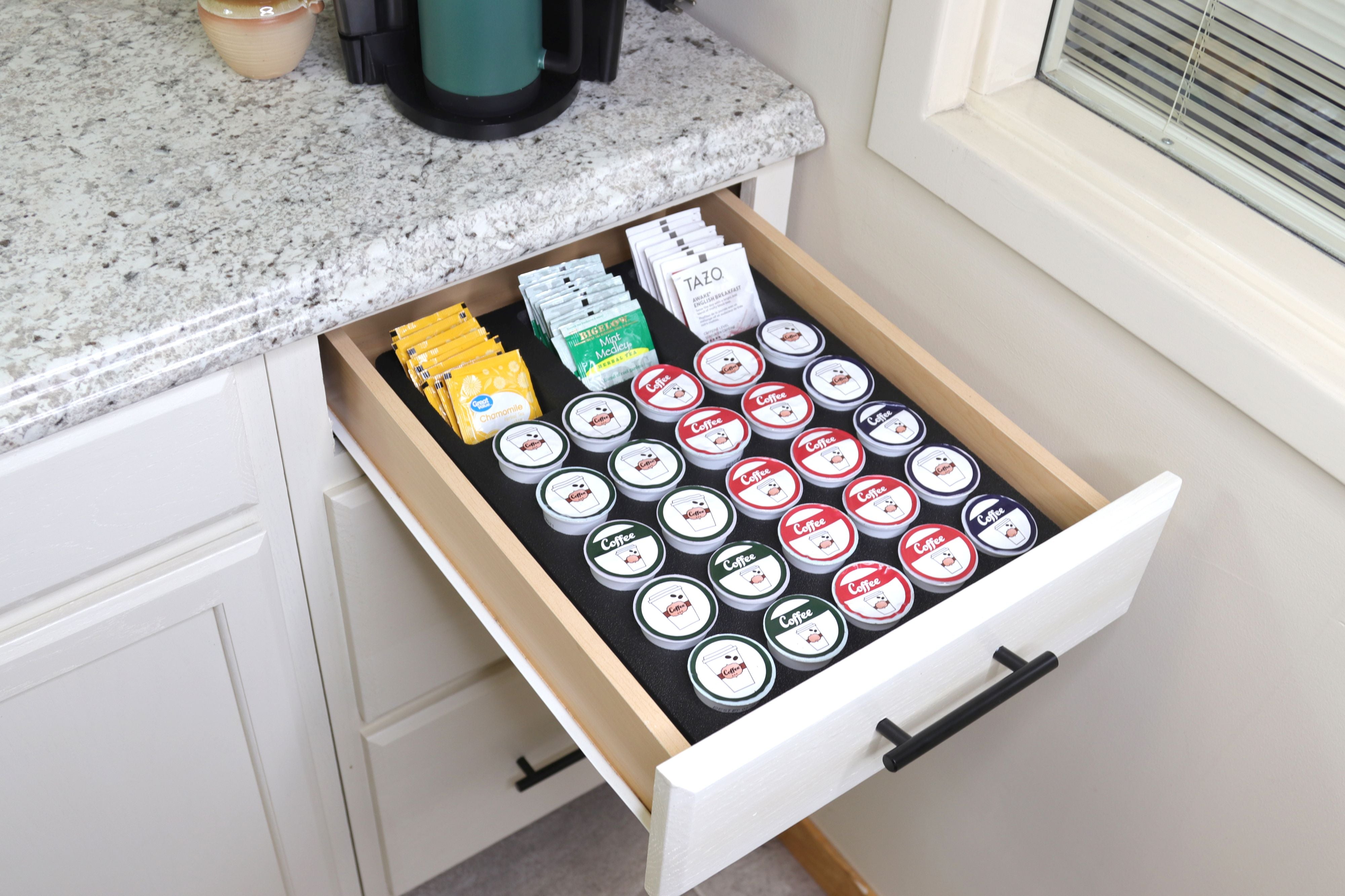 Coffee Pod and Tea Bag Storage Organizer Tray Drawer Insert for Kitchen Home Office 11.9 x 15.9 Inches Holds 25 Compatible with Keurig K-Cup
