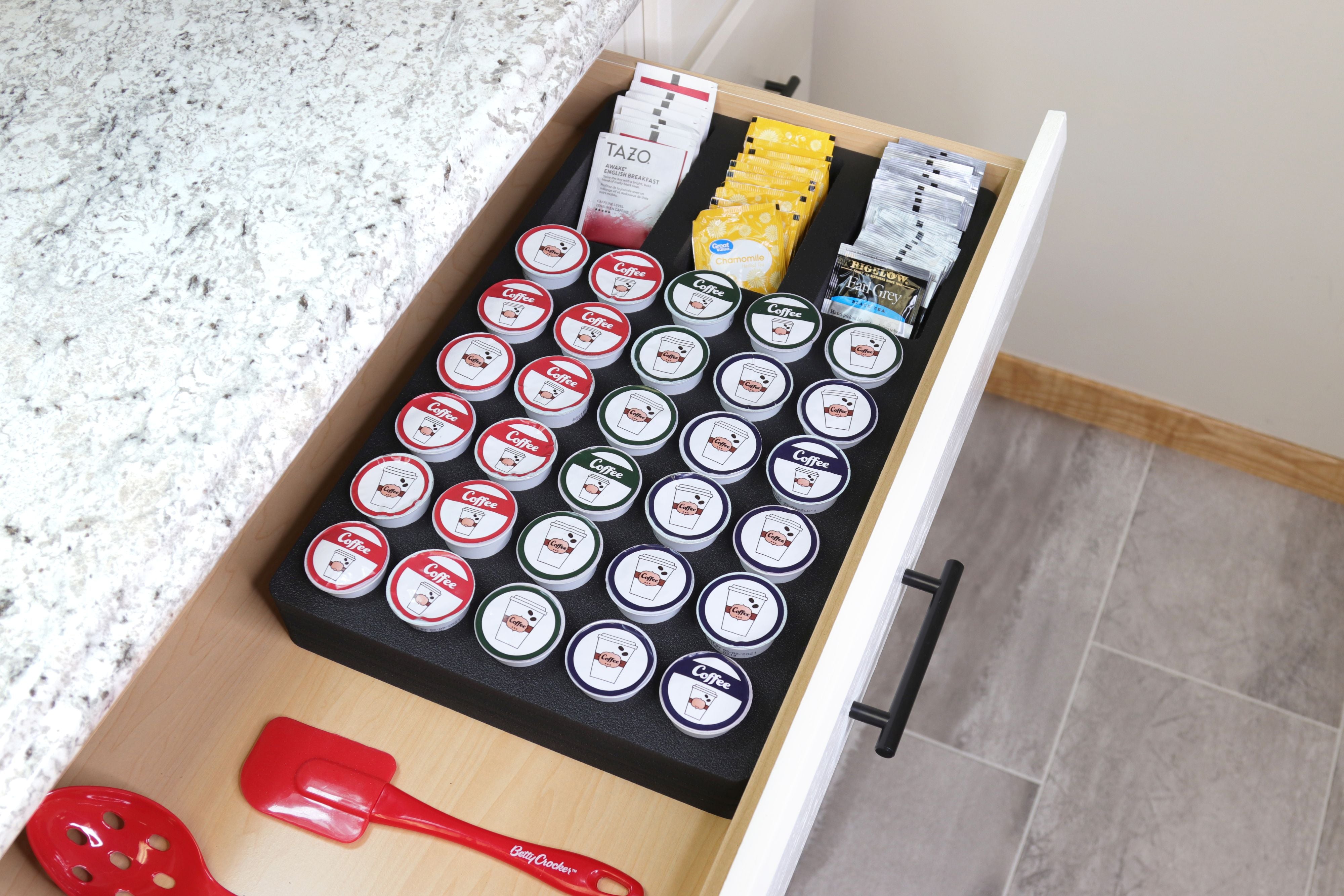 Coffee Pod and Tea Bag Storage Organizer Tray Drawer Insert for Kitchen Home Office 12.1 x 19.9 Inches Holds 30 Compatible with Keurig K-Cup