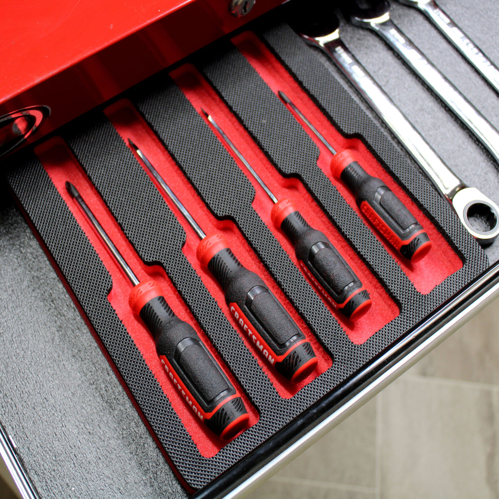 Tool Drawer Organizer Pliers Holder Insert Red and Black Durable Foam –