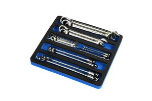 Tool Drawer Organizer Wrench Holder Insert Blue and Black Durable Foam Tray 5 Pockets Holds Wrenches Up To 10 Inches Long Fits Craftsman Husky Kobalt Milwaukee Many Others