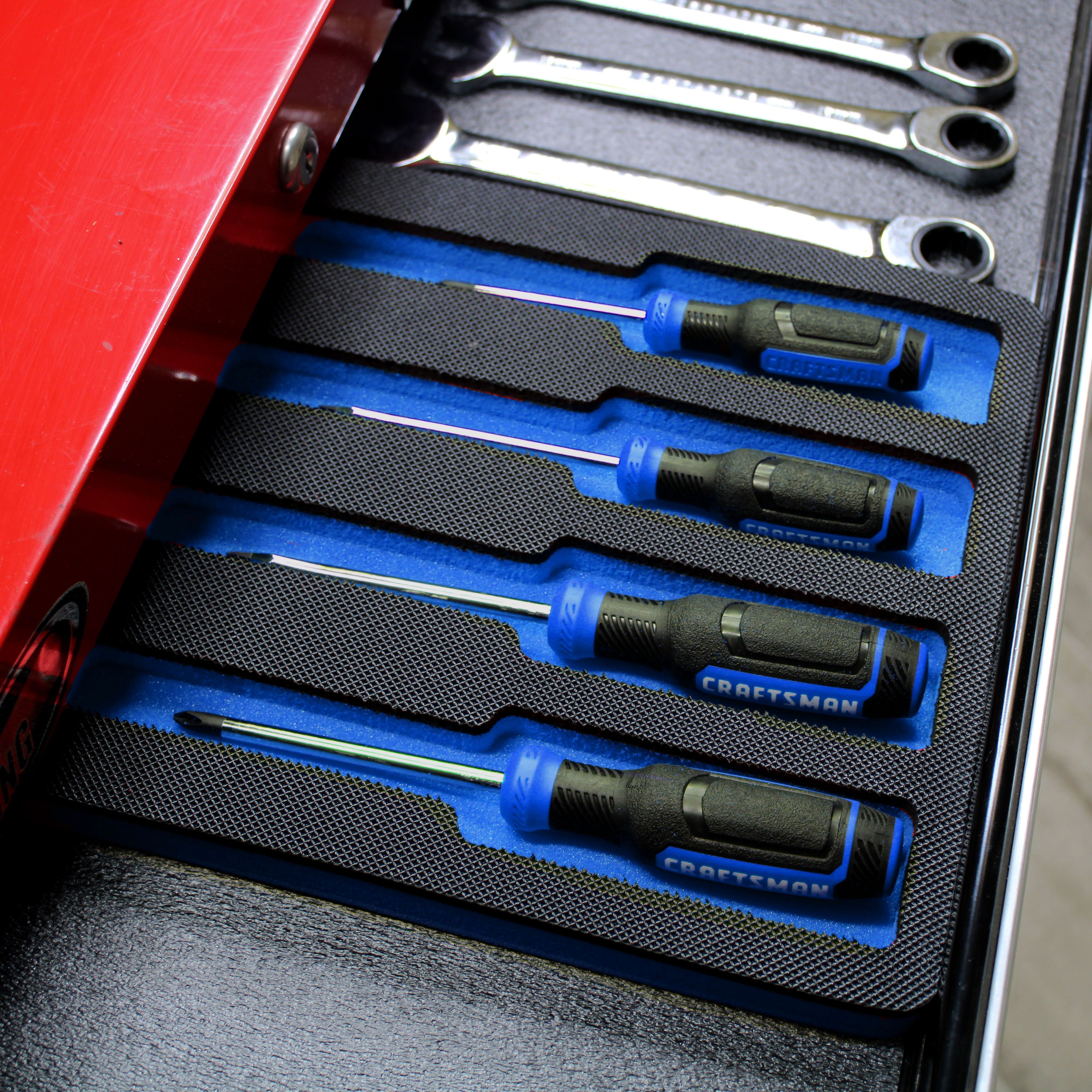 Tool Drawer Organizer Screwdriver Holder Insert Blue Black Durable Foa –