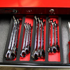 Tool Drawer Organizer Wrench Holder Insert Red and Black Durable Foam Tray 4 Pockets Holds Wrenches Up To 10 Inches Long Fits Craftsman Husky Kobalt Milwaukee Many Others