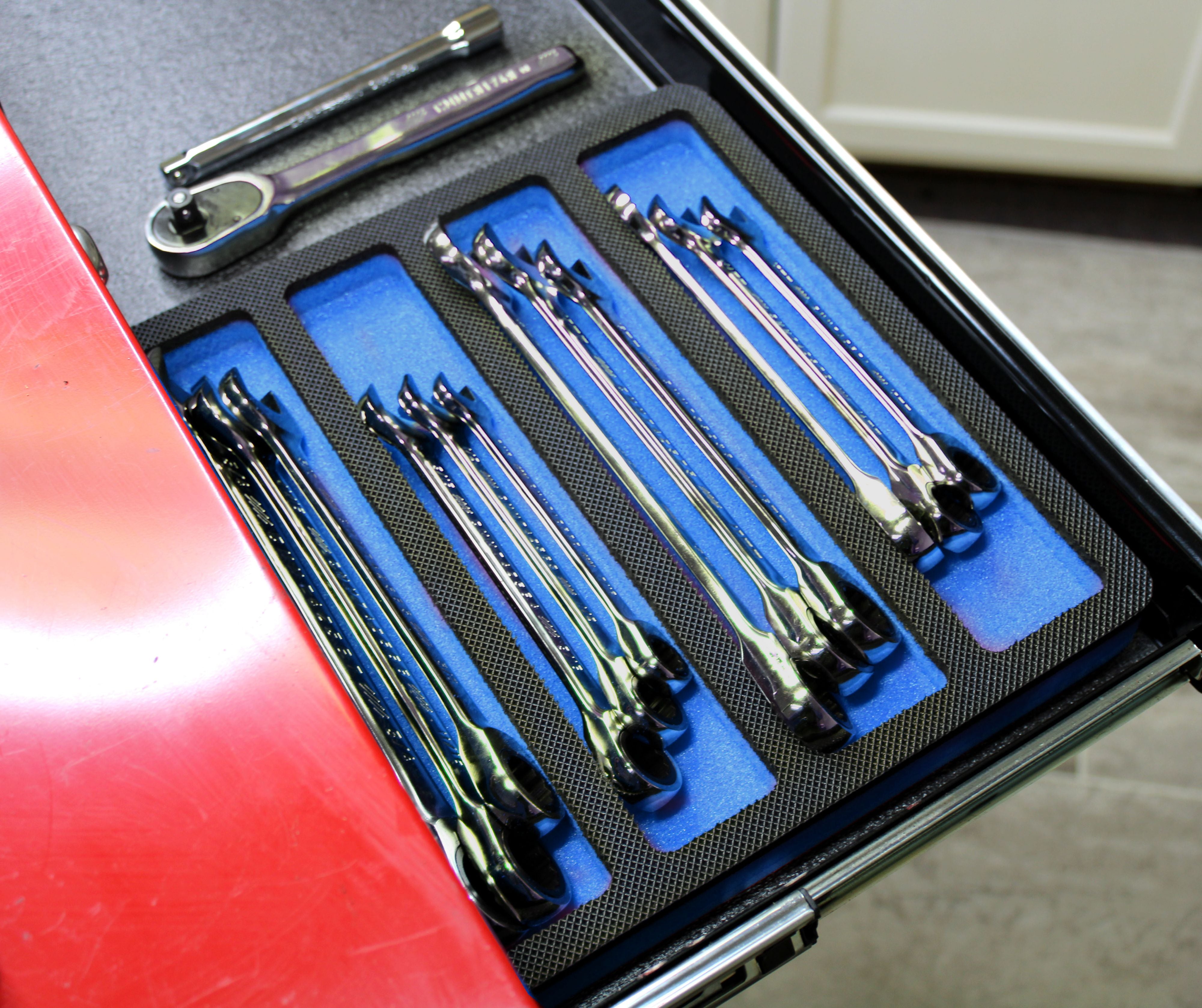 Tool Drawer Organizer Wrench Holder Insert Blue and Black Durable