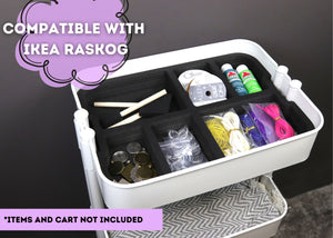 Utility Cart Organizer Insert Tray Fits IKEA Raskog Black Foam Hobby Arts Crafts