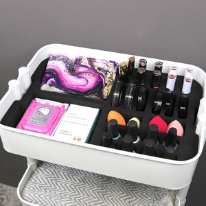 Utility Cart Makeup Cosmetics Organizer Insert Tray Fits IKEA Raskog Black Foam