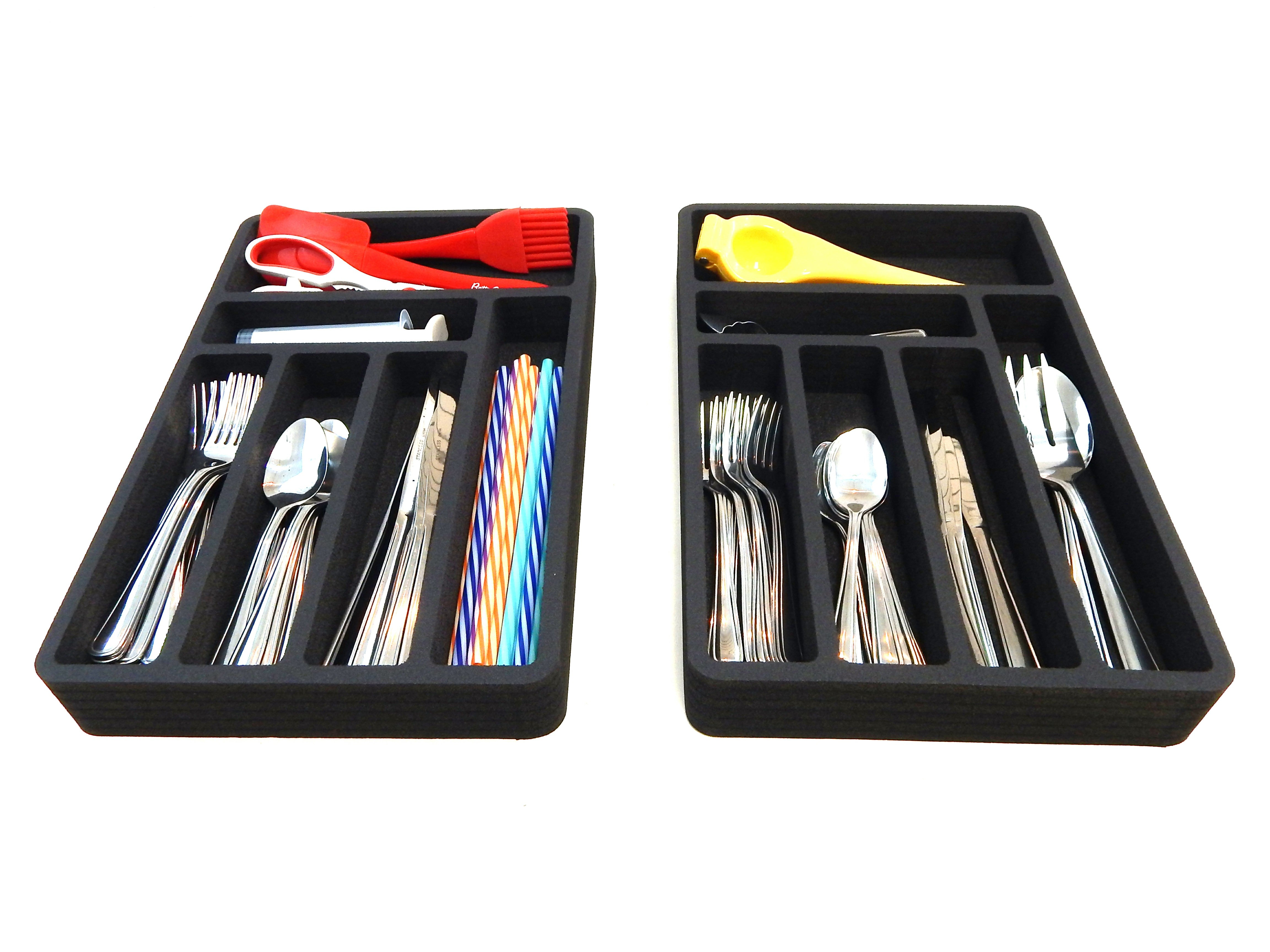 Flatware Silverware Drawer Organizer for Rv and Campers Cutlery Forks Knives Spoons Waterproof Compact Tray Insert 20.5 X 15.9 X 2 Inch 12 Slot