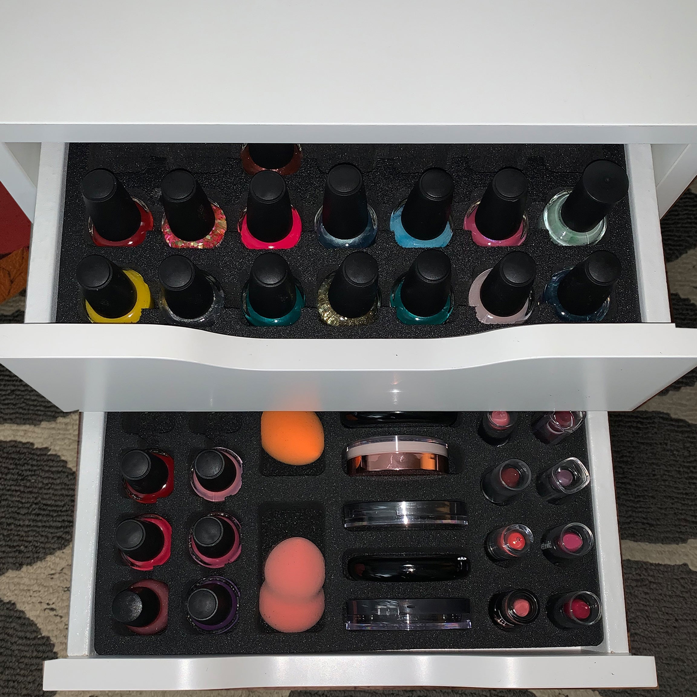 2 Makeup Drawer Organizer Set (Nail Polish, Lipstick, More) Fits IKEA Alex & Others 11.5" x 14.5"