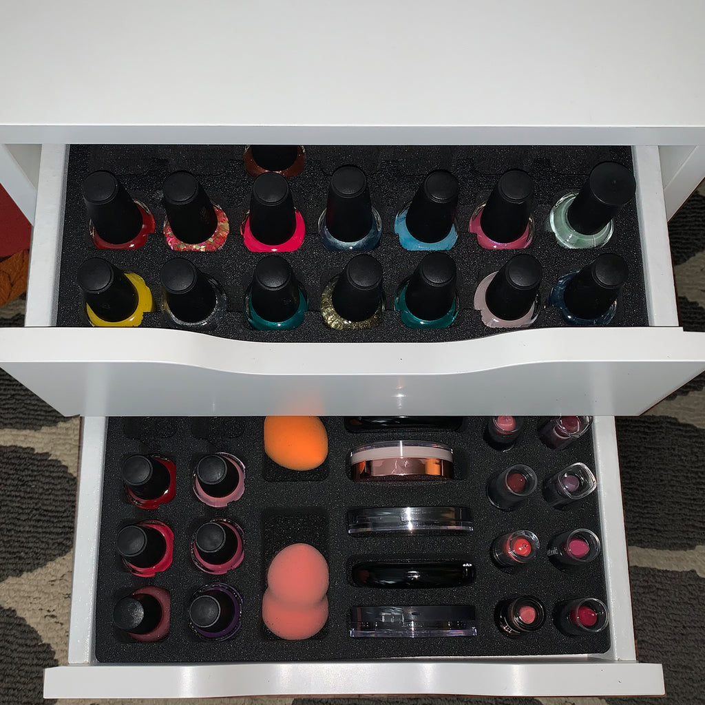 2 Makeup Drawer Organizer Set (Nail Polish, Lipstick, More) Fits IKEA Alex & Others 11.5" x 14.5"