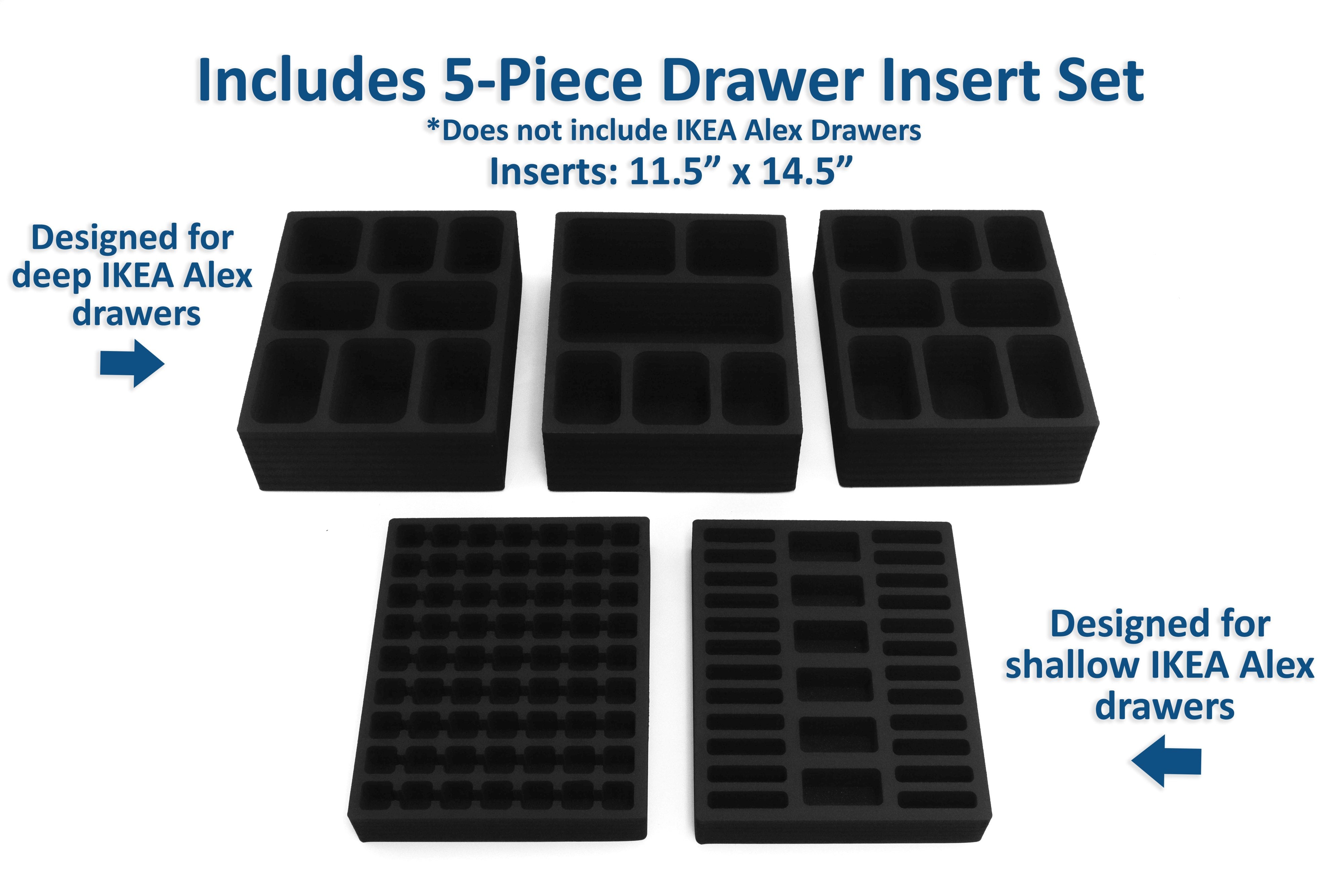 5 Makeup Drawer Organizer Set (Nail Polish, Compacts, More) Fits IKEA Alex & Others 11.5" x 14.5"