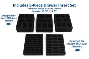 5 Makeup Drawer Organizer Set (Nail Polish, Compacts, More) Fits IKEA Alex & Others 11.5" x 14.5"