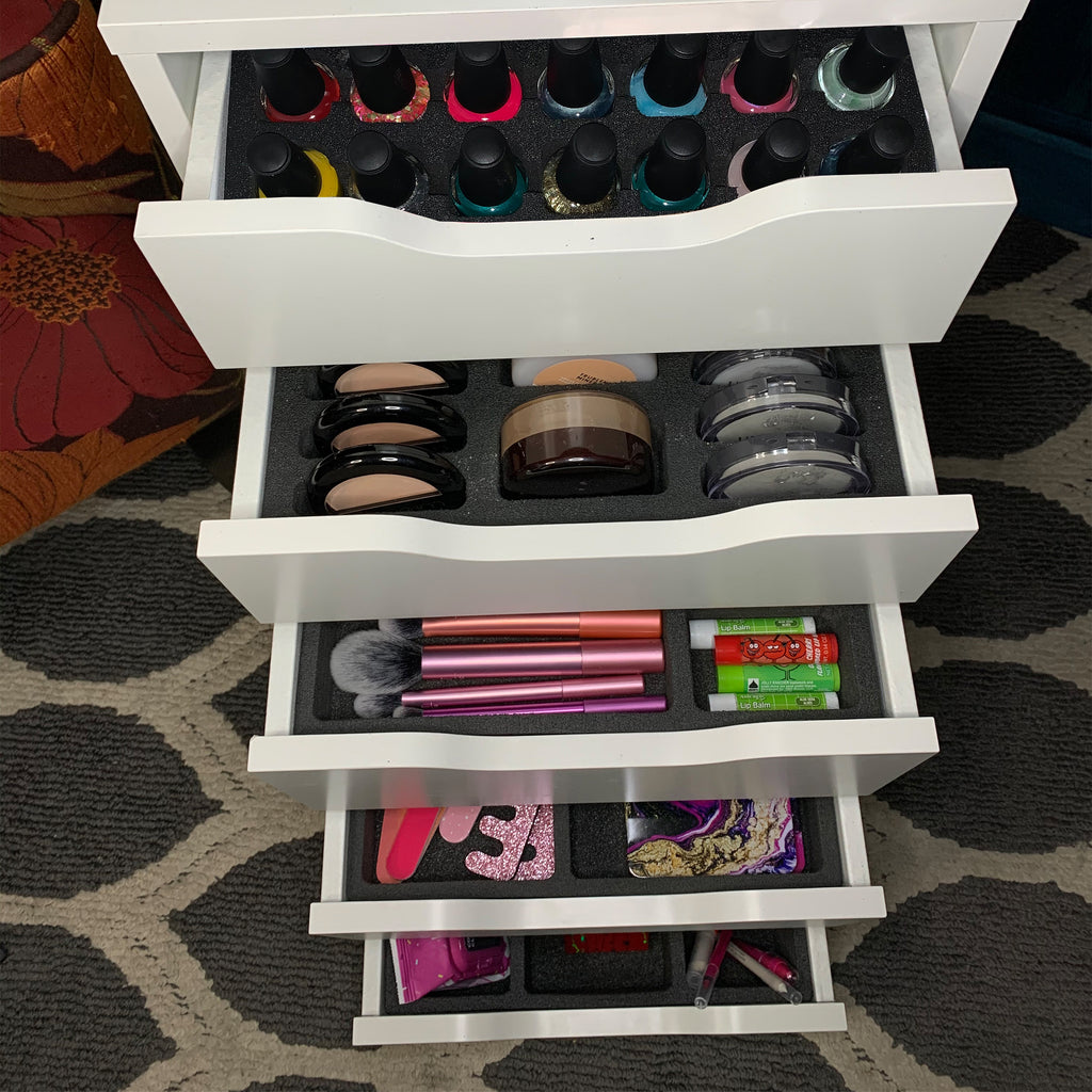 5 Makeup Drawer Organizer Set (Nail Polish, Compacts, More) Fits IKEA Alex & Others 11.5" x 14.5"