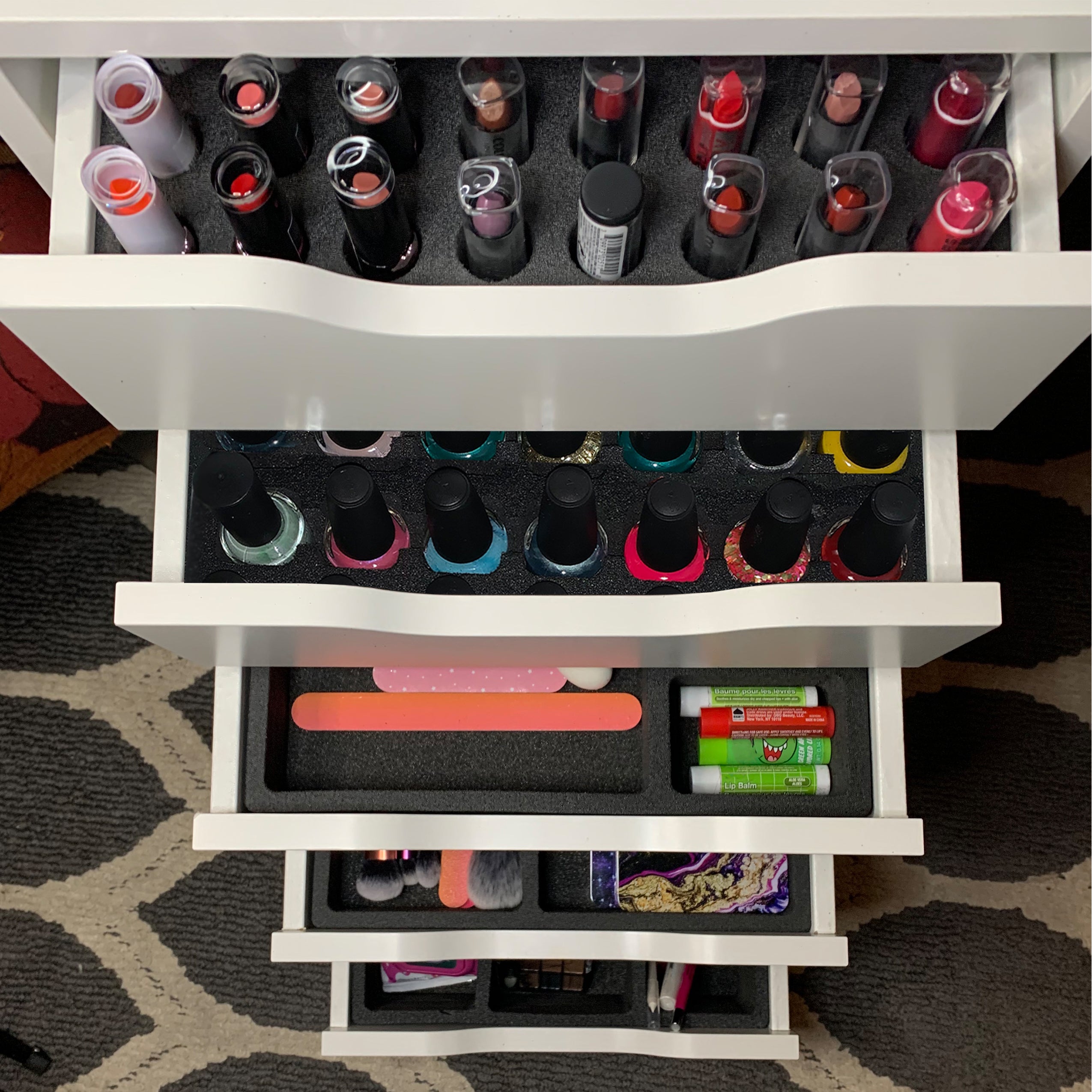 5 Makeup Drawer Organizer Set (Nail Polish, Lipstick, More) Fits IKEA Alex & Others 11.5" x 14.5"