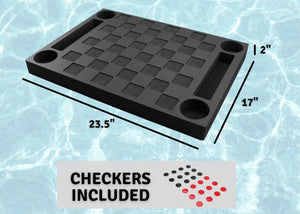 Floating Checkerboard Table Drink Tray Pool Foam Beach Float with Checkers
