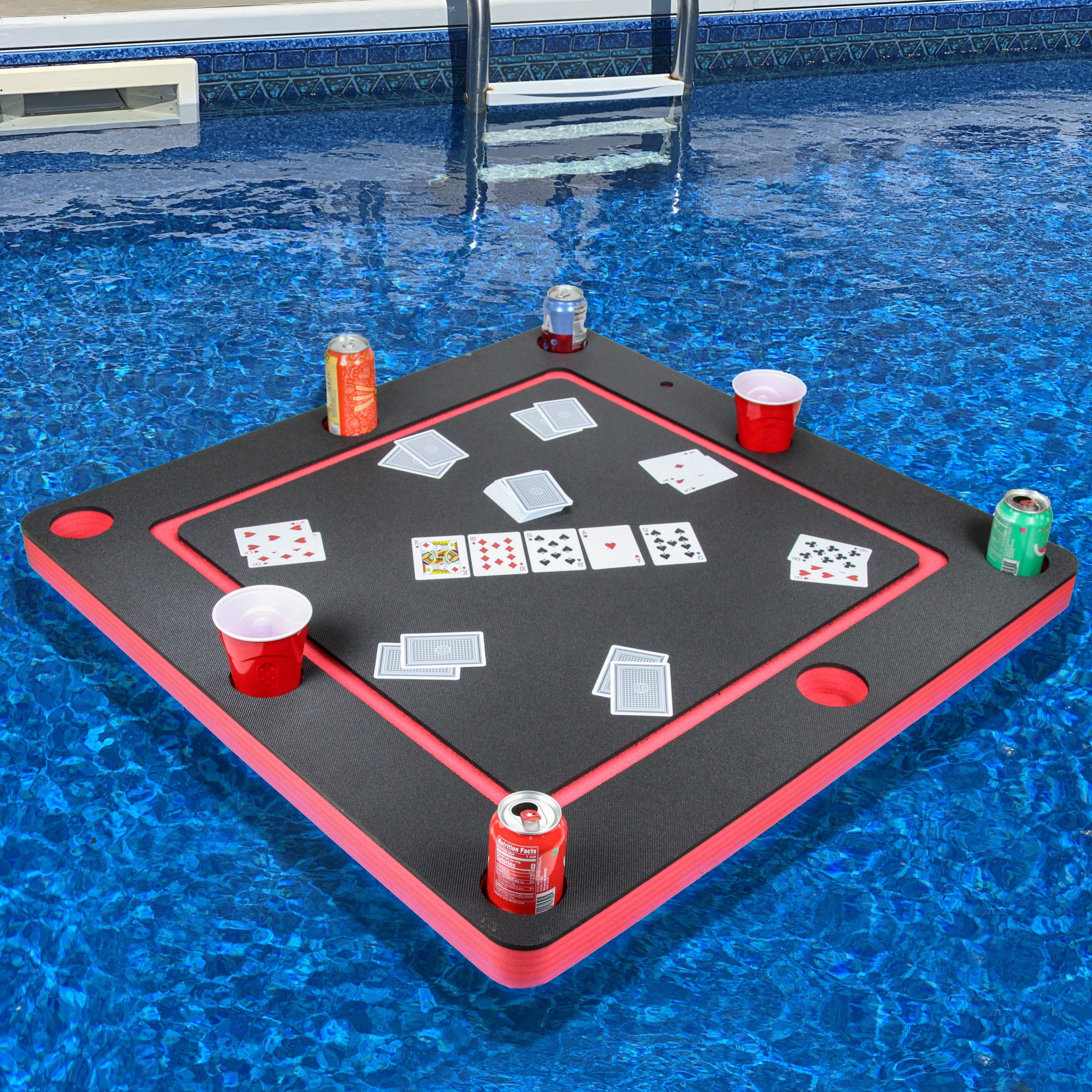 Floating Game Card Table Tray Pool Beach Party Float Lounge Durable Foam Large 36 Inch Drink Holders UV Resistant