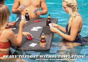 Large jack Game Table 6 Seats Card Tray PoolBeach Party Float Durable Foam 5 Feet Long Drink Holders Slots Includes Playing Cards Deck UV Resistant