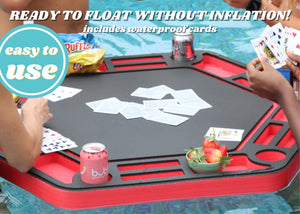 Floating Large Poker 4 Seats Table Game Tray PoolBeach Party Float Durable Foam 40.5 Inch Chip Slots Drink Holders Playing Cards Deck UV Resistant