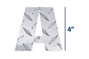 Letter A Metal Decor Durable Polished Aluminum Diamond Tread Pattern for Home Living Room Bedroom Garage Basement Mounting Hardware 4 Inches Tall