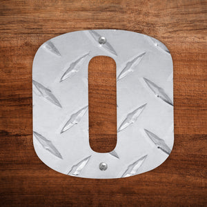 Letter O Hanging Metal Wall Decor Durable Polished Aluminum Diamond Tread Pattern Indoor Outdoor with Mounting Hardware 4 Inches Tall