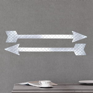 Arrow Pair Hanging Metal Wall Decor Durable Polished Aluminum Diamond Tread Pattern Indoor Outdoor with Mounting Hardware 2 Feet Long