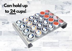 Coffee Pod Brushed Stainless Steel Organizer Tray Fits Keurig K-Cup Holds 24