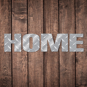 Home Word Sign Metal Wall Decor Durable Polished Aluminum Diamond Tread Pattern Letters for Indoor or Outdoor with Mounting Hardware